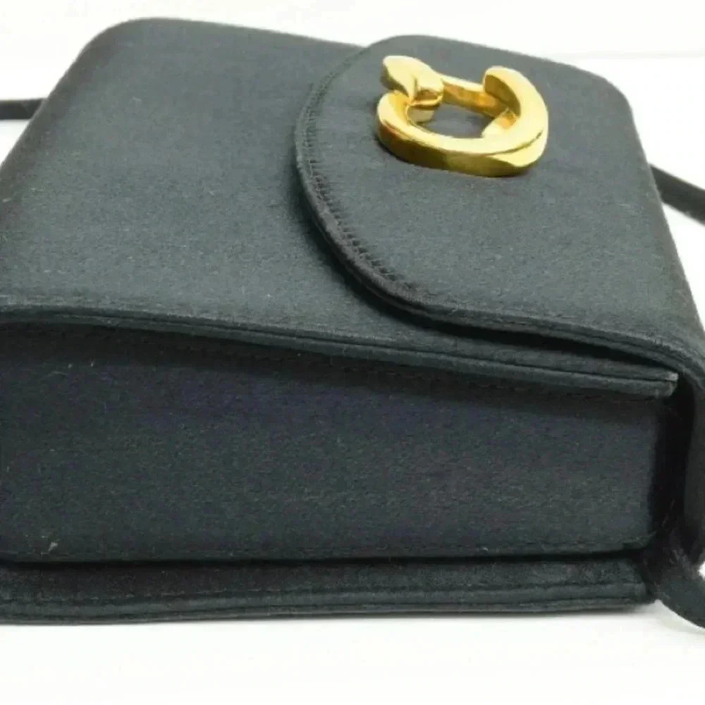 Gucci black satin vintage GP logo shoulder handbag - Picture 10 of 13